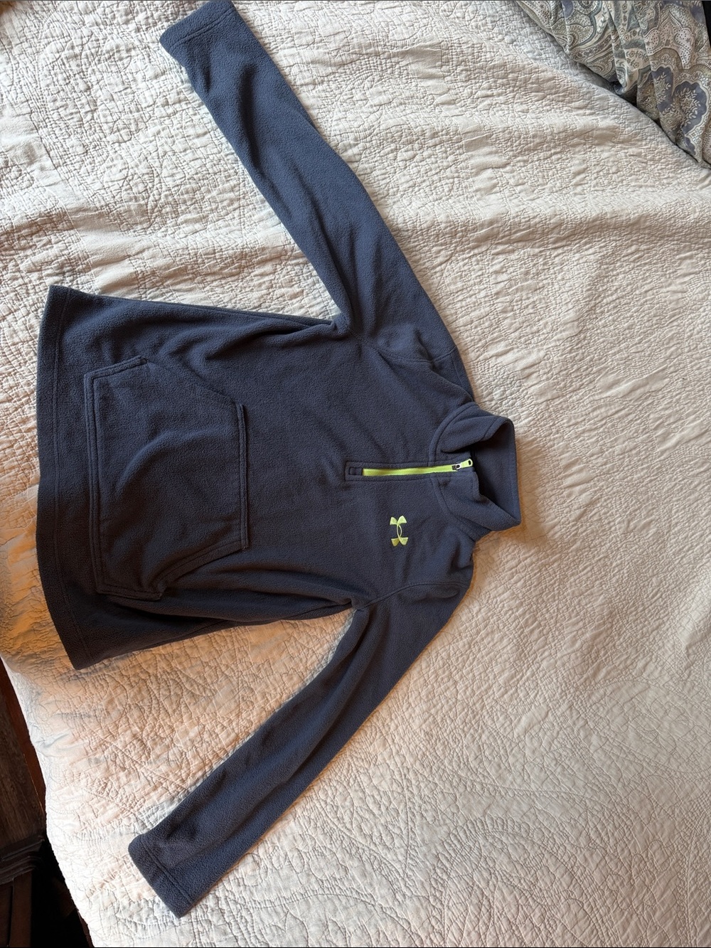 Under Armour Navy Kids Half-Zip Fleece with Lime Accent